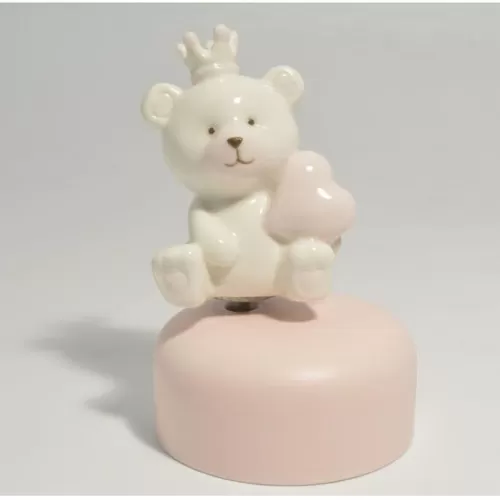 Bomboniera nascita e battesimo claraluna carillon con orsetto rosa Claraluna - 1