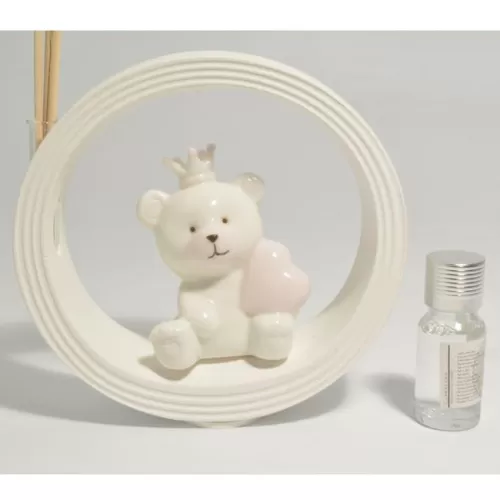 Bomboniera nascita e battesimo claraluna profumatore orsetto rosa con kit essenza Claraluna - 1