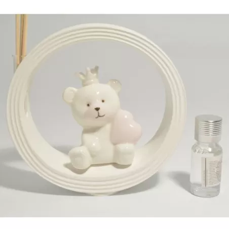 Bomboniera nascita e battesimo claraluna profumatore orsetto rosa con kit essenza Claraluna - 1
