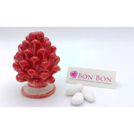 Bomboniera matrimonio tema siciliano pigna piccola colore rossa - 1