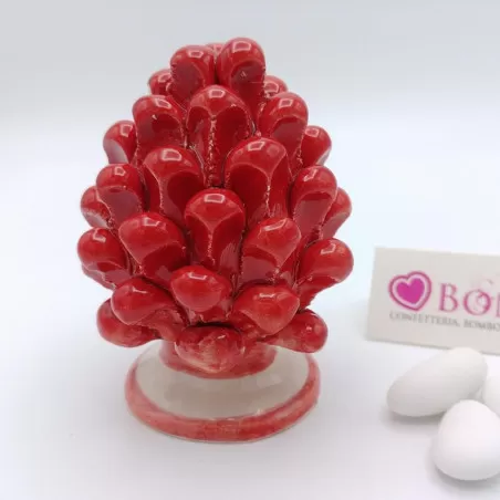 Bomboniera matrimonio tema siciliano pigna piccola colore rossa - 2