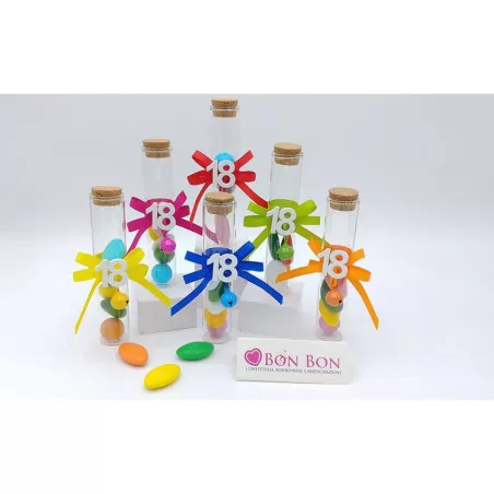 Compleanni astuccio e portaconfetti provetta con applicazione legno 18 compleanno assortiti - 1
