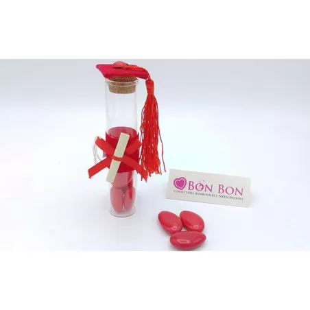 Porta confetti laurea provetta con tocco laurea e coccinella - 1