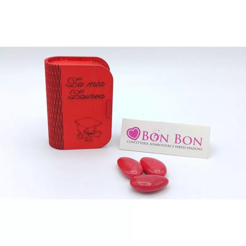 Porta confetti laurea scatolina in legno - 1