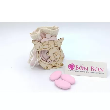 Astucci e portaconfetti nascita e battesimo scatolina legno con orsetto - 1