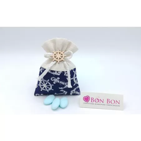 Sacchetto prima comunione linea mare con timone in legno - 1