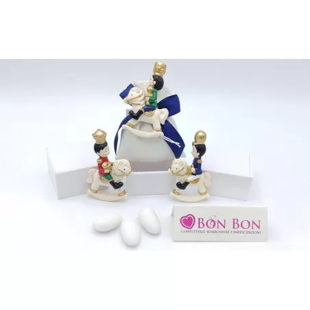 Sacchetto prima comunione soldatino a cavallo in resina - 1