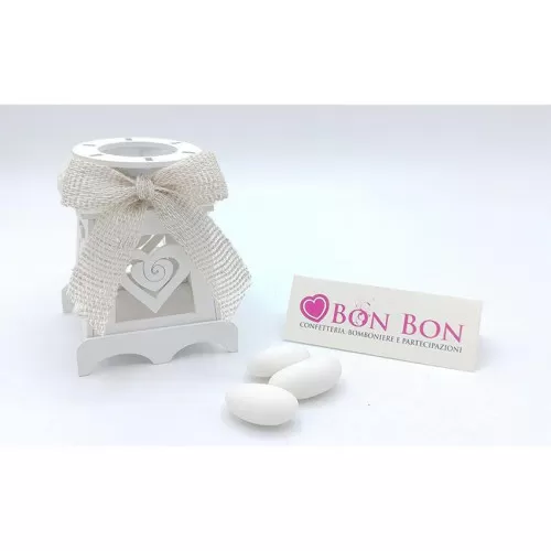 Astuccio e portaconfetti matrimonio scatolina faro in legno con cuore - 1