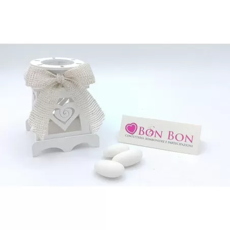 Astuccio e portaconfetti matrimonio scatolina faro in legno con cuore - 1