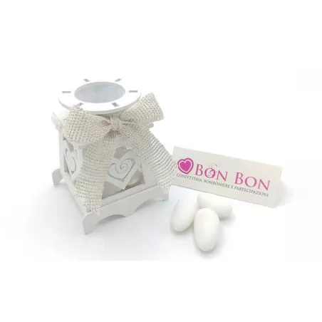 Astuccio e portaconfetti matrimonio scatolina faro in legno con cuore - 2