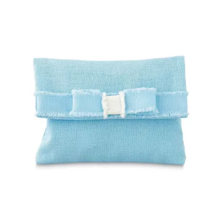 Sacchetto nascita e battesimo busta azzurra con fiocco - 1