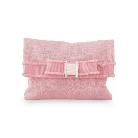 Sacchetto nascita e battesimo busta rosa con fiocco - 1