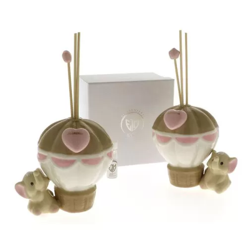 Bomboniera nascita e battesimo diffusore mongolfiera elefante rosa linea ciuffo etm ETM - 1