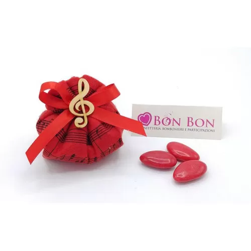 Sacchetto laurea note musicali rossa fagotto Liete Creazioni - 1