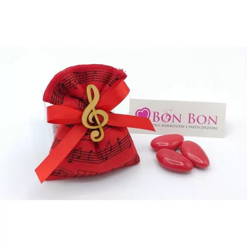 Sacchetto laurea note musicali rossa mini bustina Liete Creazioni - 1