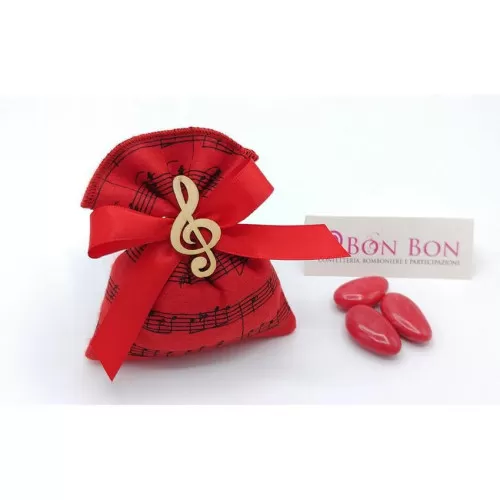 Sacchetto laurea note musicali rossa medio Liete Creazioni - 1