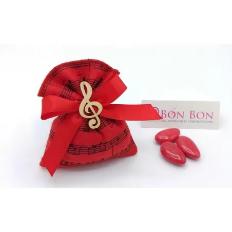 Sacchetto laurea note musicali rossa medio Liete Creazioni - 1