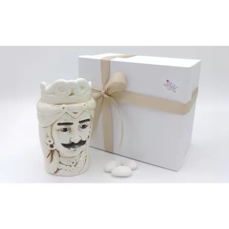 Bomboniera matrimonio tema siciliano testa di moro uomo colore beige - 1