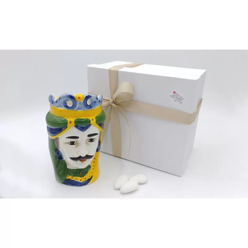 Bomboniera matrimonio tema siciliano testa di moro uomo colorata - 1