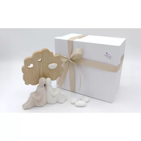 Bomboniera matrimonio coppia in porcellana con albero Linea elle - 1