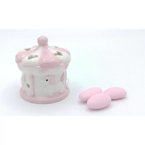 Bomboniera nascita e battesimo giostrina con led rosa Linea elle - 1