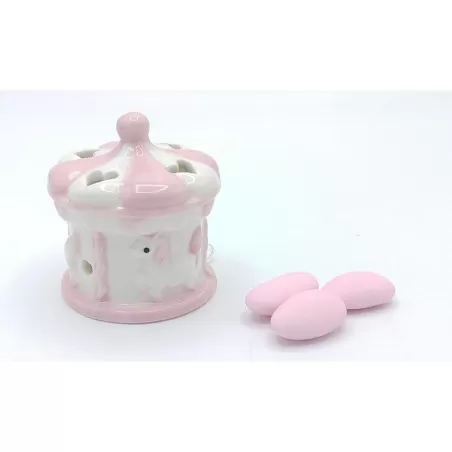 Bomboniera nascita e battesimo giostrina con led rosa Linea elle - 1