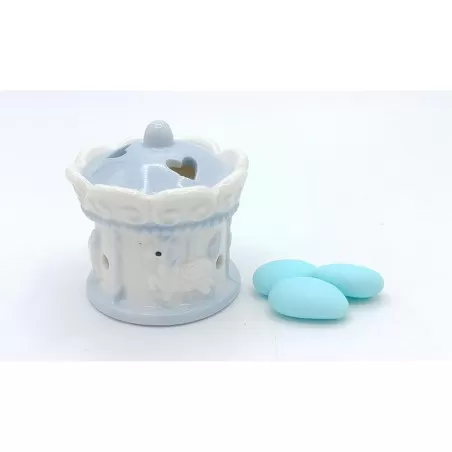 Bomboniera nascita e battesimo giostrina con led celeste Linea elle - 1