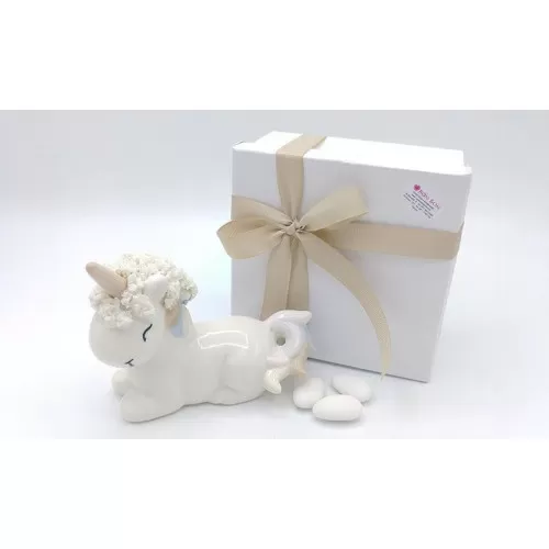 Bomboniera prima comunione unicorno femmina porcellana Linea elle - 1