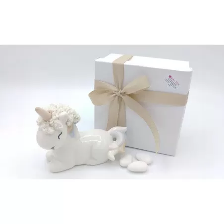 Bomboniera prima comunione unicorno femmina porcellana Linea elle - 1