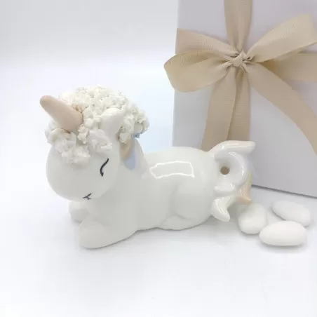Bomboniera prima comunione unicorno femmina porcellana Linea elle - 8