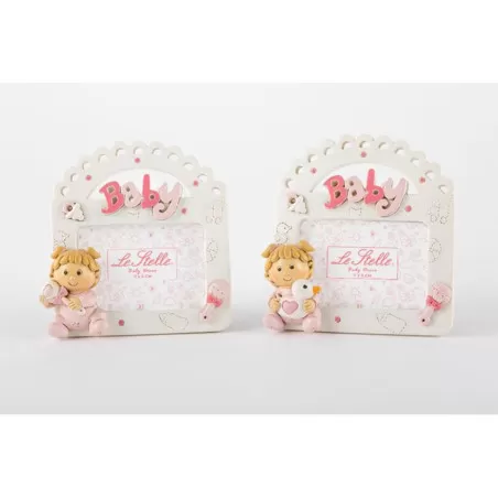 Bomboniera nascita e battesimo portafoto bimbo rosa Le stelle - 1