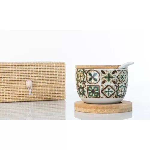 Bomboniera matrimonio cuorematto zuccheriera ceramica base legno d6209 Cuorematto - 1