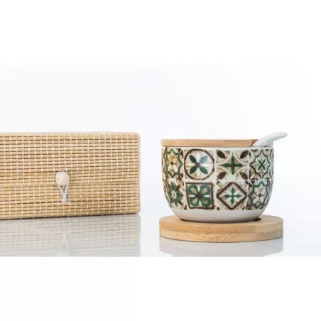 Bomboniera matrimonio cuorematto zuccheriera ceramica base legno d6209 Cuorematto - 1