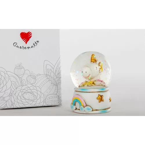 Bomboniere prima comunione unicorno palla di vetro d6258 Cuorematto - 1