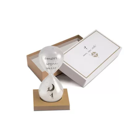 Bomboniera matrimonio solidale quadrifoglio clessidra con base legno qfc540 Quadrifoglio - 1