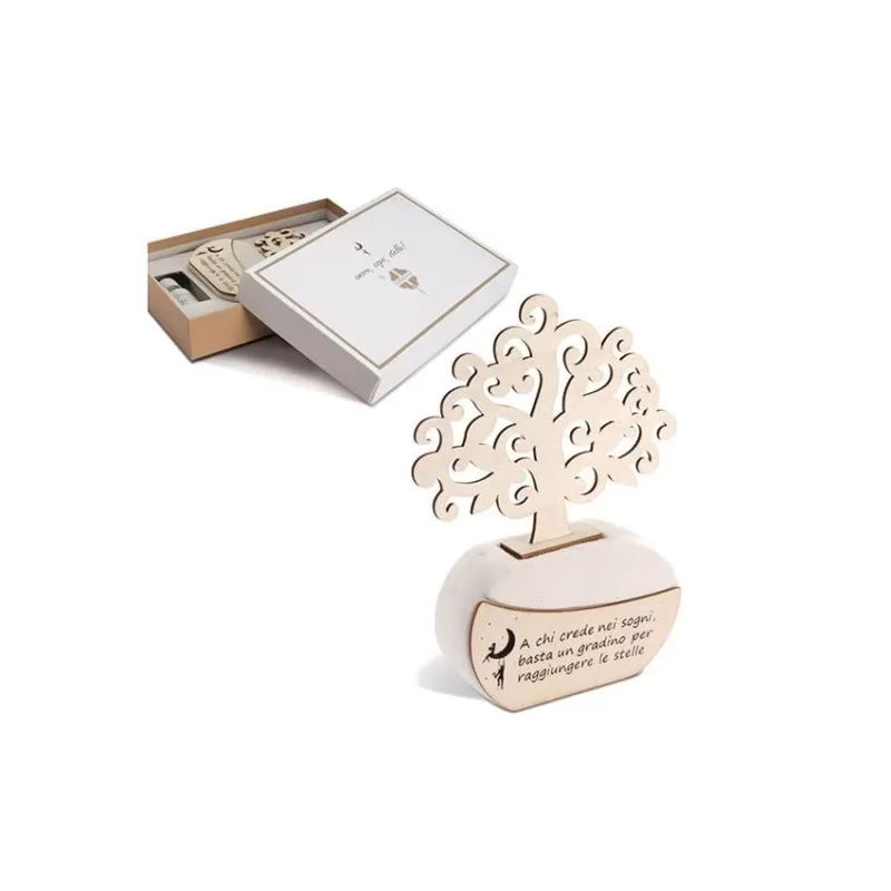 Bomboniera matrimonio solidale quadrifoglio diffusore albero della vita qfc543 Quadrifoglio - 1