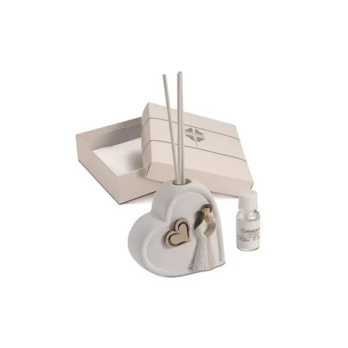 Bomboniera matrimonio solidale quadrifoglio diffusore coppia sposi qfc547 Quadrifoglio - 1