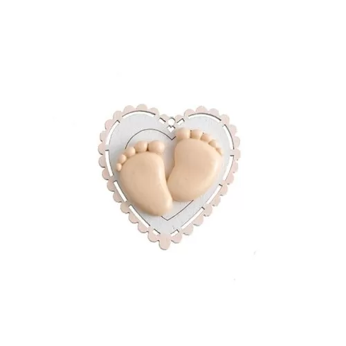 Bomboniera nascita e battesimo magnete cuore piedini girl Royal Gifts - 1
