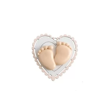 Bomboniera nascita e battesimo magnete cuore piedini girl Royal Gifts - 1