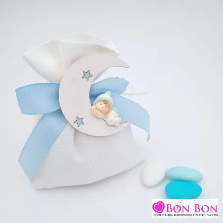Bomboniera nascita e battesimo bimbo luna magnete con sacchetto Royal Gifts - 1