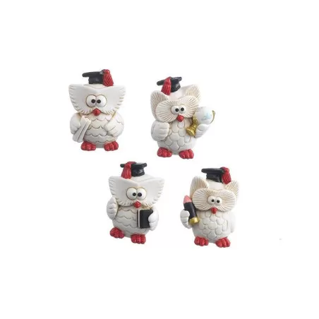 Bomboniera laurea applicazione magnete gufo bianco - 1