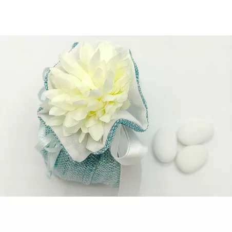 Sacchetto matrimonio fagotto lino con trama colore ottanio ml0/dkbl Margot - 2