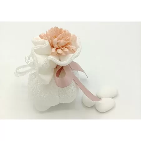 Sacchetto matrimonio fagotto lino con trama colore panna ml0/avo Margot - 3