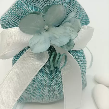 Sacchetto matrimonio busta lino con trama colore ottanio ml5/dkbl Margot - 2