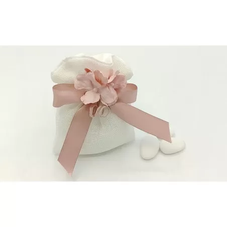 Sacchetto matrimonio busta lino con trama colore panna ml5/avo Margot - 1