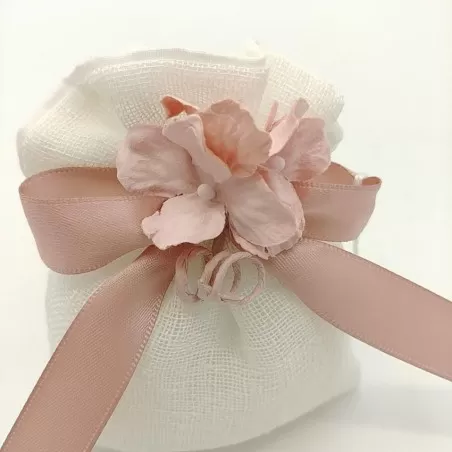 Sacchetto matrimonio busta lino con trama colore panna ml5/avo Margot - 2