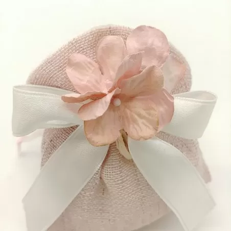 Sacchetto matrimonio busta lino con trama colore rosa antico ml5/pk Margot - 2