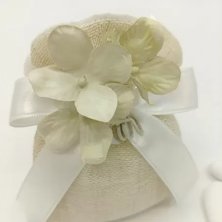 Sacchetto matrimonio busta lino con trama colore beige ml5/cre Margot - 2