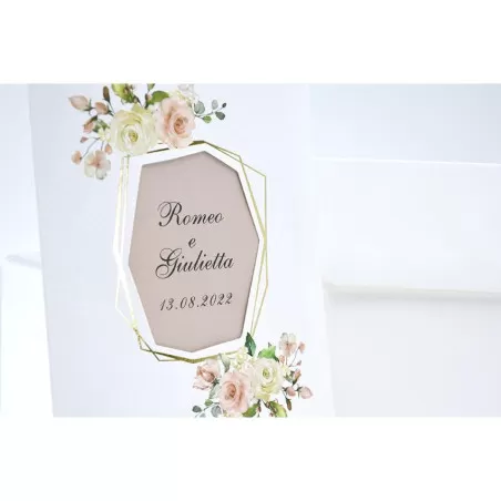 Partecipazione matrimonio E054 con disegno rose Alessia Partecipazioni - 2