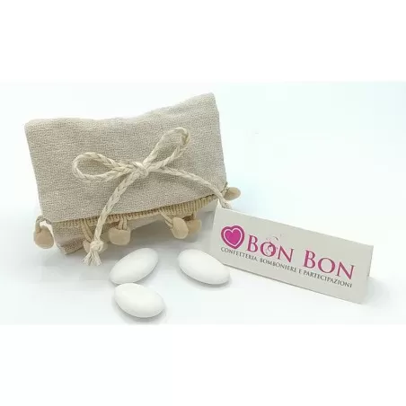 Sacchetto tema siciliano busta lettera juta beige con pon pon - 1